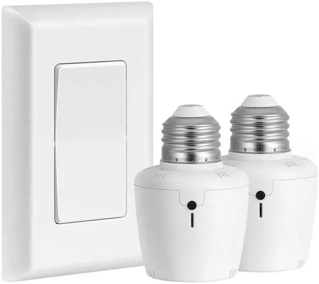 Alt view image 8 of 14 - Remote Control Light Socket, Wall Mount Switch, E26 E27 Lamp Socket, No Wiring, 100FT Range, Wireless Light Switch for Lamps, Pull Chain Light Fixture (1 Remote+2 Sockets, Shorter Version)