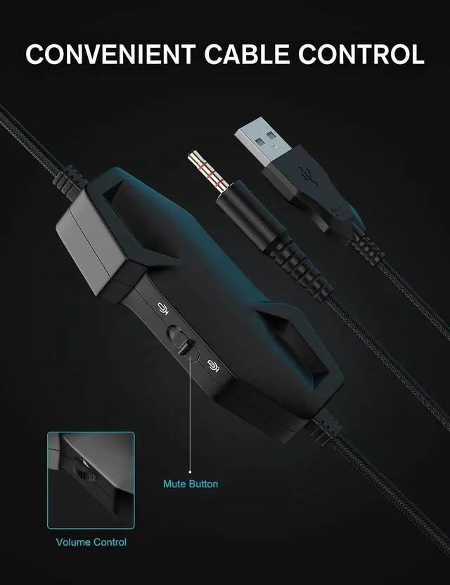 Alt view image 12 of 14 - Gaming Headset with Microphone, Compatible with PS4 PS5 Xbox One PC Laptop, Over-Ear Headphones with LED RGB Light, Noise Canceling Mic, 7.1 Stereo Surround Sound
