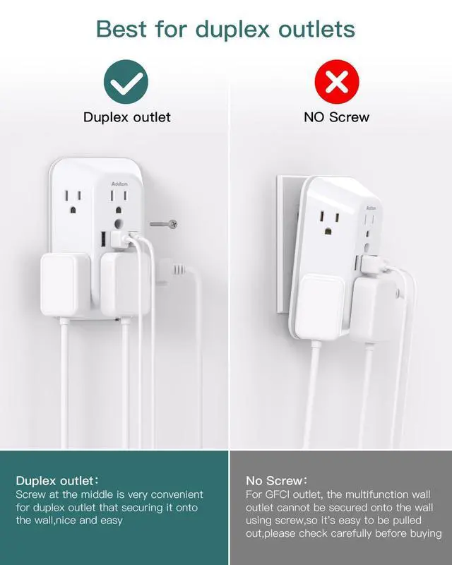 Alt view image 11 of 14 - Surge Protector Outlet Extender, 6 Outlet Splitter with Night Light and 4 USB Wall Charger(2 USB-C Ports), Multi Plug Wall Outlet Power Strip for Home Office Dorm Room Essentials