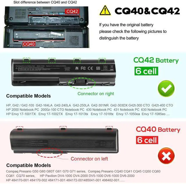 Alt view image 9 of 14 - Replacement Battery for HP MU06 MU09 Laptop Battery, HP Spare 593553-001 593554-001, Compaq Presario CQ32 CQ42 CQ43 435 436, Pavilion DM4 G4 G6 G7 DV3-4000 DV5-2000 DV6-3000 DV7-6000