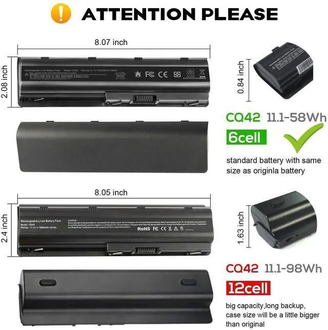 Alt view image 11 of 14 - Replacement Battery for HP MU06 MU09 Laptop Battery, HP Spare 593553-001 593554-001, Compaq Presario CQ32 CQ42 CQ43 435 436, Pavilion DM4 G4 G6 G7 DV3-4000 DV5-2000 DV6-3000 DV7-6000