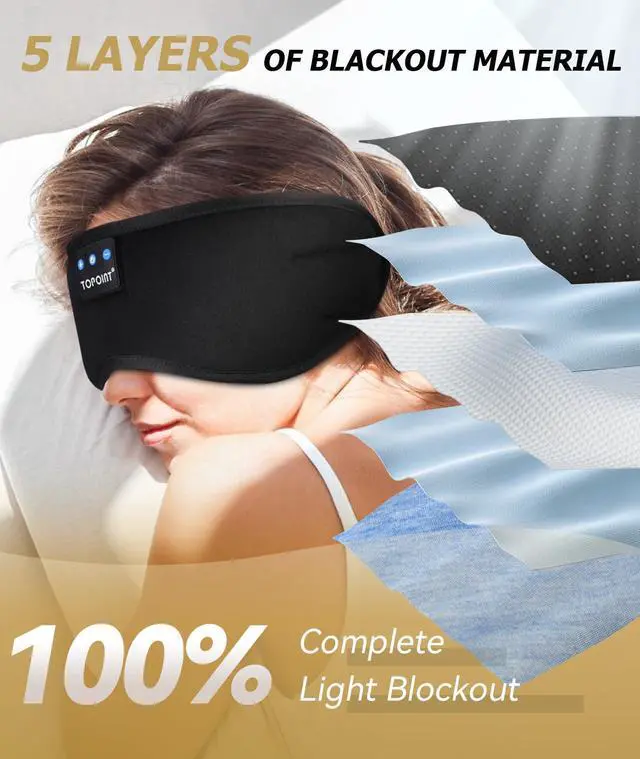 Alt view image 9 of 14 - Sleep Mask with Headphones Bluetooth 5.4 Wireless, Sleep Headphones Earphones Earbuds with Microphone HD Speakers Music, Blackout Eye Mask for Sleeping Travel Meditation Men Women Cool Gadgets