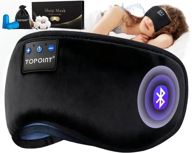 Alt view image 8 of 14 - Sleep Mask with Headphones Bluetooth 5.4 Wireless, Sleep Headphones Earphones Earbuds with Microphone HD Speakers Music, Blackout Eye Mask for Sleeping Travel Meditation Men Women Cool Gadgets