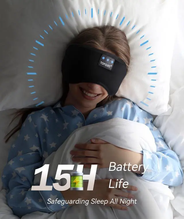 Alt view image 13 of 14 - Sleep Mask with Headphones Bluetooth 5.4 Wireless, Sleep Headphones Earphones Earbuds with Microphone HD Speakers Music, Blackout Eye Mask for Sleeping Travel Meditation Men Women Cool Gadgets