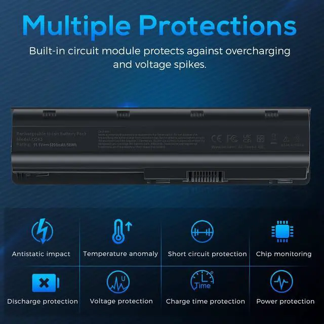Alt view image 13 of 14 - Replacement Battery for HP MU06 MU09 Laptop Battery, HP Spare 593553-001 593554-001, Compaq Presario CQ32 CQ42 CQ43 435 436, Pavilion DM4 G4 G6 G7 DV3-4000 DV5-2000 DV6-3000 DV7-6000