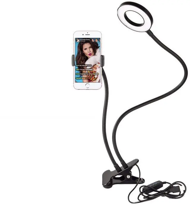 Alt view image 8 of 14 - Selfie Ring Light with Cell Phone Holder and Stand Bracket for YouTube TIK Tok Tiktok Zoom Video Conference Live Stream Makeup Dimmable LED Circle RingLight for iPhone Android Mobile Smartphone