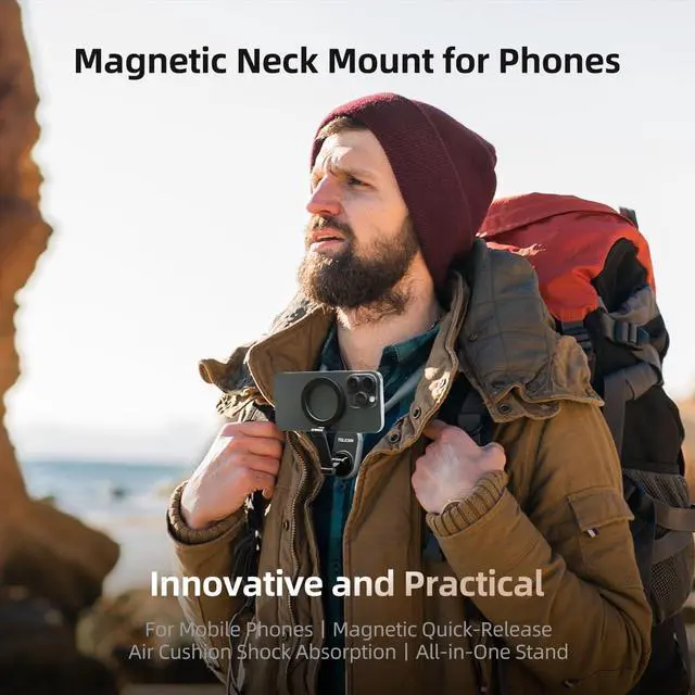 Alt view image 11 of 14 - Magnetic Neck Mount for Phones, Neck Cell Phone Holder POV/Vlog Selfie Mount Hand Free Phone Neck Holder Chest Stand Strap Video Recording for iPhone 17 16 15 14 13 12 Seires Android Phones
