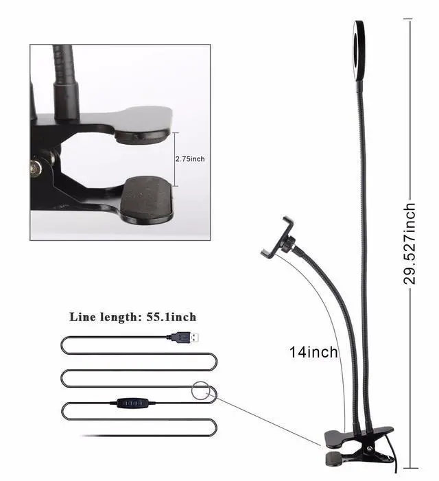 Alt view image 12 of 14 - Selfie Ring Light with Cell Phone Holder and Stand Bracket for YouTube TIK Tok Tiktok Zoom Video Conference Live Stream Makeup Dimmable LED Circle RingLight for iPhone Android Mobile Smartphone