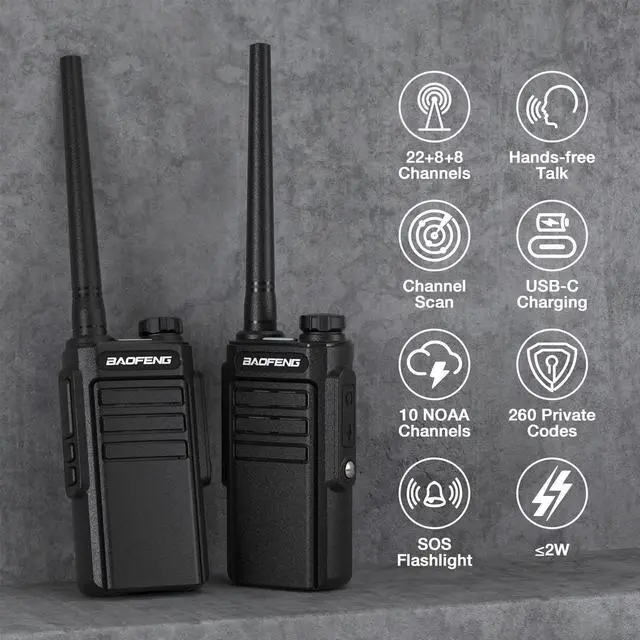 Alt view image 9 of 14 - MP31 GMRS Radio Handheld Two Way Radio, Waterproof Rechargeable Walkie Talkies with NOAA Scanning & Receiving, GMRS Repeater Capable, 2-in-1 Type-C Charging Cable, Earpieces, 2 Pack