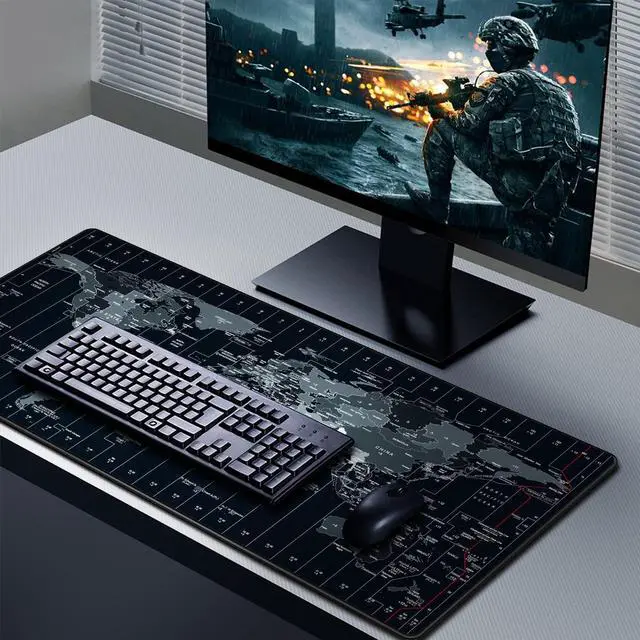 Alt view image 12 of 14 - Large Gaming Mouse Pad Extended Desk Mat XXL Mousepad with Non-Slip Keyboard Pad for Office Laptop, Computer and PC - 35.4 x 15.7 inches World Map