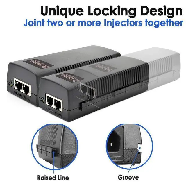 Alt view image 12 of 14 - 60W Gigabit PoE+ Injector, 10/100/1000Mbps, PoE++ Injector Ethernet Adapter, Shidlded RJ-45, IEEE 802.3af/at/bt Compliant, Up to 328 Ft, Replace of TL-PoE170S, TPE-117GI, M921-E-60W