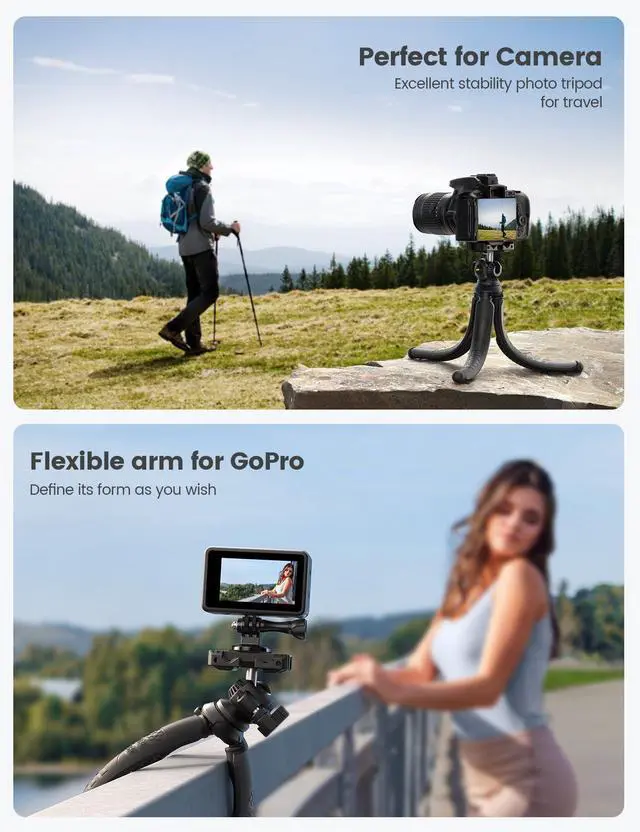 Alt view image 11 of 14 - Tripod for iPhone - 3 in 1 Flexible Phone Tripod with Wireless Remote - iPhone Stand for Video Recording Vlogging Selfie Valentines Day Gift Compatible with Phone GoPro, Digital Camera