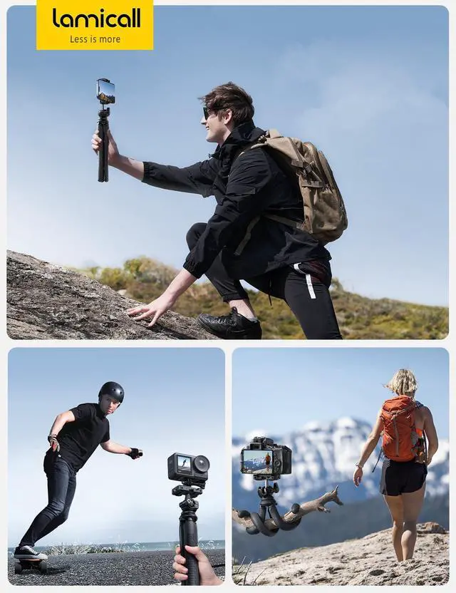 Alt view image 14 of 14 - Tripod for iPhone - 3 in 1 Flexible Phone Tripod with Wireless Remote - iPhone Stand for Video Recording Vlogging Selfie Valentines Day Gift Compatible with Phone GoPro, Digital Camera