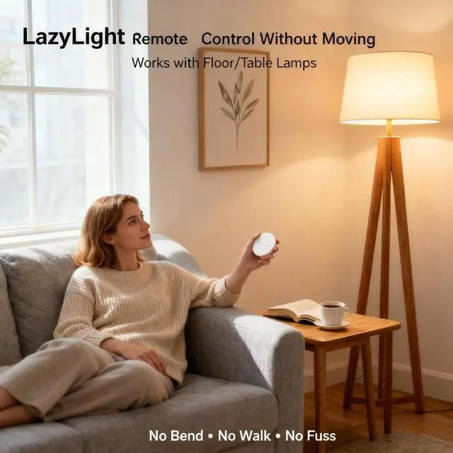 Alt view image 10 of 14 - Wireless Outlet - Ergonomic Round Remote (Comfort Grip!) + Magnetic Wall Base - Stick & Grab, No Wall Damage - 15A/1875W 100ft Range - Control for Hard-to-Reach Sockets, No More Bending