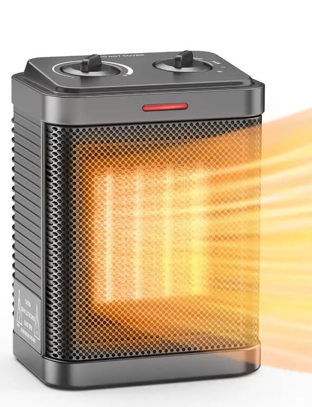 Alt view image 8 of 14 - Space Heater for Indoor Use, 1500W PTC Ceramic Heater with Thermostat, Small Space Heater 2S Rapid Heating, 3 Modes, Electric Portable Heater with Safety Protection for Bedroom, Quiet Office