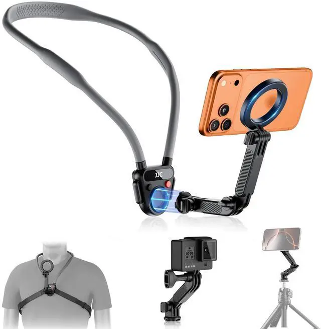 Alt view image 8 of 14 - Lightweight Magnetic Neck Mount for Phone & Action Camera,Magnet Neck Holder with 3 Removable Arms for iPhone 17 16 15 Series Android Osmo360 Action 5Pro Hero 13,POV/Vlog Selfie Mount Necklace Holder
