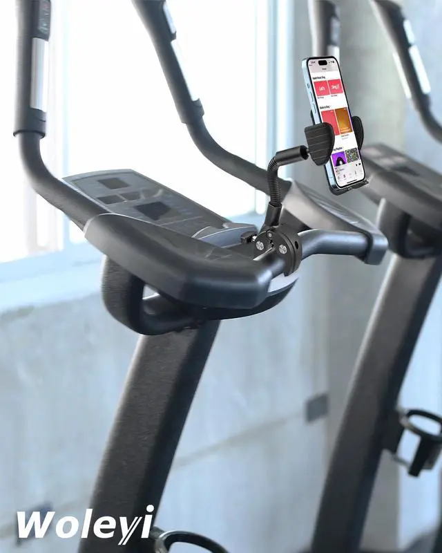 Alt view image 13 of 14 - Gooseneck Spin Bike Phone Holder, Cell Phone Mount Exercise Bike Handlebar Clamp for Stationary Bicycle, Treadmill, Microphone Stand, for iPhone Air 17 Pro Max 16 15 14 13 12, S25, 4.7-7" Smartphones