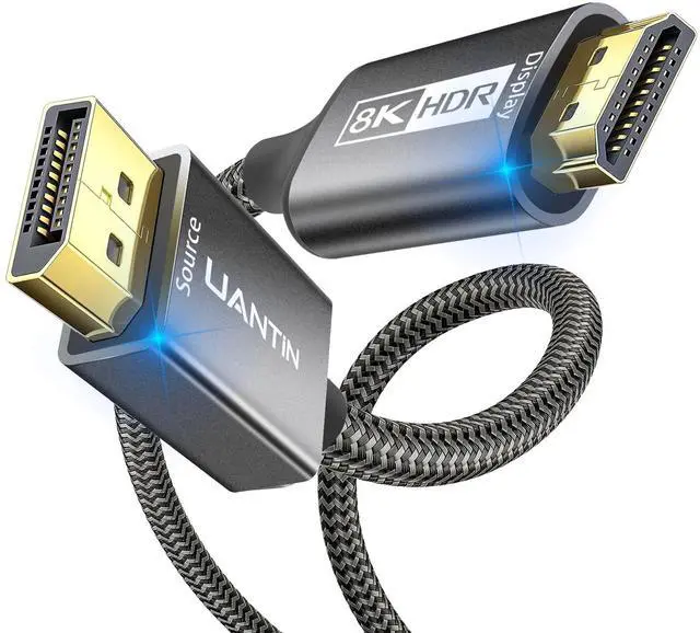 Alt view image 8 of 14 - 1.4 to HDMI 2.1 Cable (8K@60Hz,4K@120Hz,2K@144Hz) Uni-Directional 6FT DP (Source) to HDMI (Monitor) Braided Cord Support HDCP2.3/HDR10/DSC for AMD, NVIDIA