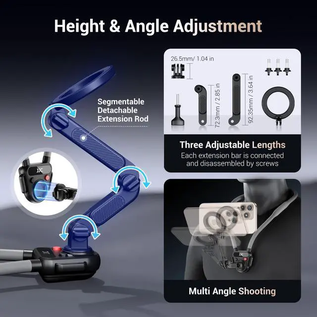 Alt view image 9 of 14 - Lightweight Magnetic Neck Mount for Phone & Action Camera,Magnet Neck Holder with 3 Removable Arms for iPhone 17 16 15 Series Android Osmo360 Action 5Pro Hero 13,POV/Vlog Selfie Mount Necklace Holder