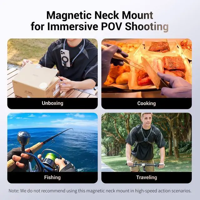 Alt view image 11 of 14 - Lightweight Magnetic Neck Mount for Phone & Action Camera,Magnet Neck Holder with 3 Removable Arms for iPhone 17 16 15 Series Android Osmo360 Action 5Pro Hero 13,POV/Vlog Selfie Mount Necklace Holder