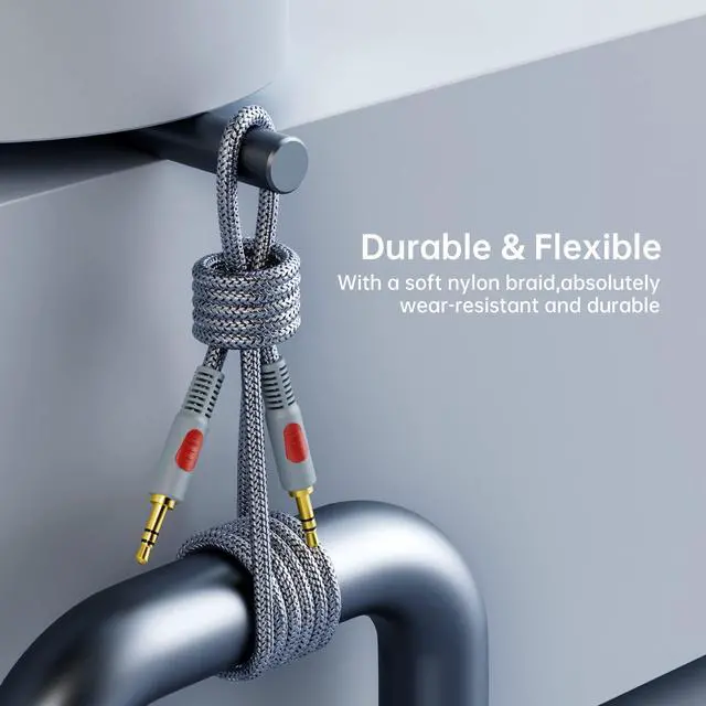 Alt view image 10 of 14 - Aux Cord 100 ft,3.5mm Audio Cable Male to Male Stereo Hi-Fi Sound Nylon Braided aux to aux 1/8 Cable for Headphones Car Home Stereos Speakers Tablets