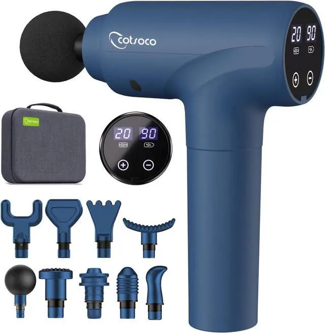 Alt view image 8 of 14 - Massage Gun Deep Tissue, Muscle Massage Gun with 9 Attachment Heads 20 Speeds & Silent Brushless Motor for Pain Relief, Handheld Percussion Back Massager Gun for Athletes
