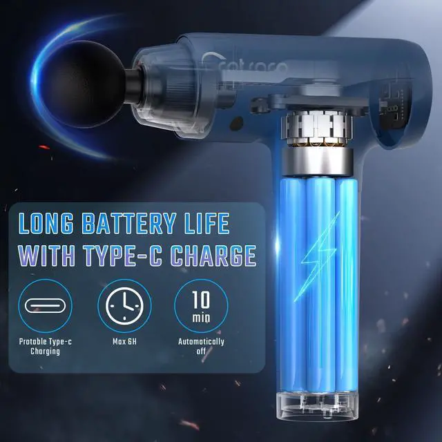 Alt view image 11 of 14 - Massage Gun Deep Tissue, Muscle Massage Gun with 9 Attachment Heads 20 Speeds & Silent Brushless Motor for Pain Relief, Handheld Percussion Back Massager Gun for Athletes