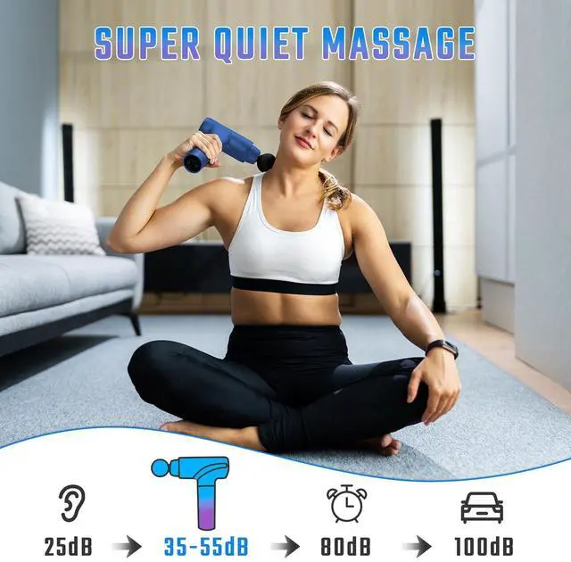 Alt view image 10 of 14 - Massage Gun Deep Tissue, Muscle Massage Gun with 9 Attachment Heads 20 Speeds & Silent Brushless Motor for Pain Relief, Handheld Percussion Back Massager Gun for Athletes