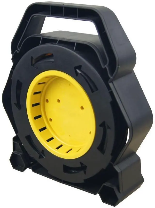 Alt view image 14 of 14 - Retractable Extension Cord Reel with 25 FT Power Cord,Hand Wind,16/3 AWG, 4 Grounded Outlets,13 Amp Circuit Breaker,UL Listed Yellow CR-031