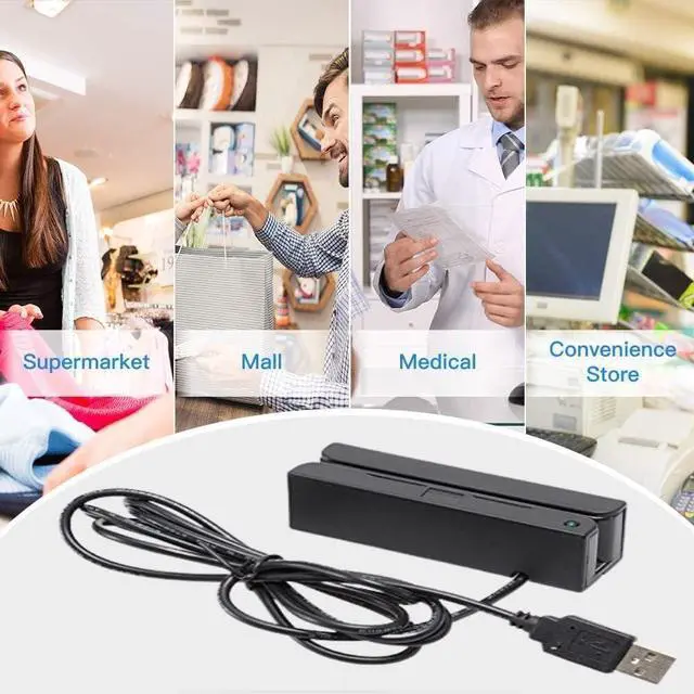 Alt view image 7 of 8 - Mini Msr100 Swipe Magnetic Credit Card Reader 3 Tracks Hi/Lo Data Collector, USB Msr Stripe Card Reader for Point of Sale (POS), Access Control, ID Verify