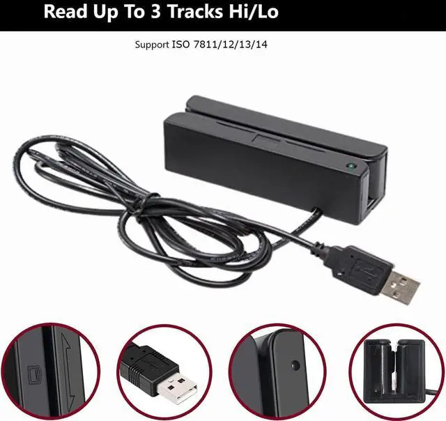 Alt view image 6 of 8 - Mini Msr100 Swipe Magnetic Credit Card Reader 3 Tracks Hi/Lo Data Collector, USB Msr Stripe Card Reader for Point of Sale (POS), Access Control, ID Verify