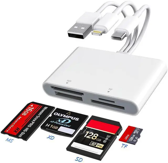 Alt view image 8 of 14 - Memory Stick Pro Duo Adapter - XD Picture Card Reader for iPhone/USB C/A, 4 in 1 SD/TF/MS/XD Card Reader Adapter Sony Cybershot Card Reader Support iPhone 17/16/15/14/13/12/11/Pad/PC/Android/Laptop