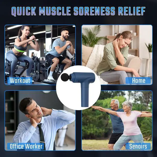 Alt view image 14 of 14 - Massage Gun Deep Tissue, Muscle Massage Gun with 9 Attachment Heads 20 Speeds & Silent Brushless Motor for Pain Relief, Handheld Percussion Back Massager Gun for Athletes