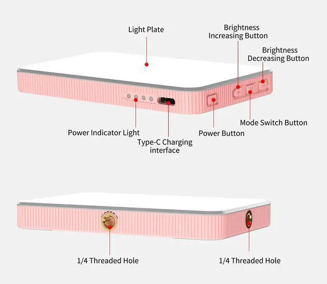 Alt view image 14 of 14 - Pink Rechargeable Selfie Light - Portable Clip-on Video Light for Phone/Laptop/Camera With Smart Sensor, 3 Modes, 2000mAh Battery for Selfie/Makeup/Video Conference/TikTok