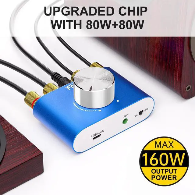 Alt view image 11 of 14 - F900S 160W Mini Bluetooth 5.0 Power Amplifier, 2 Channel 80Wx2 Stereo Hi-Fi Digital Amp, Portable Wireless Audio Receiver Sound Speaker Amplifer, AUX/USB/Bluetooth Input & 12V Power Supply