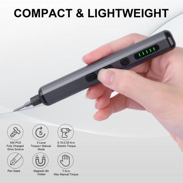 Alt view image 10 of 14 - Mini Electric Screwdriver Set, 69 in 1 Small Electric Precision Screwdriver Set - 64 S2 Magnetic Bits, 5 Torque Settings, 4 LED Lights, Mini Electric Screwdriver Repair Kit for Computer Campera Phone