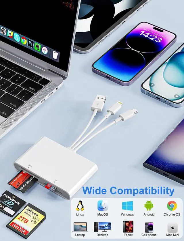 Alt view image 13 of 14 - Memory Stick Pro Duo Adapter - XD Picture Card Reader for iPhone/USB C/A, 4 in 1 SD/TF/MS/XD Card Reader Adapter Sony Cybershot Card Reader Support iPhone 17/16/15/14/13/12/11/Pad/PC/Android/Laptop