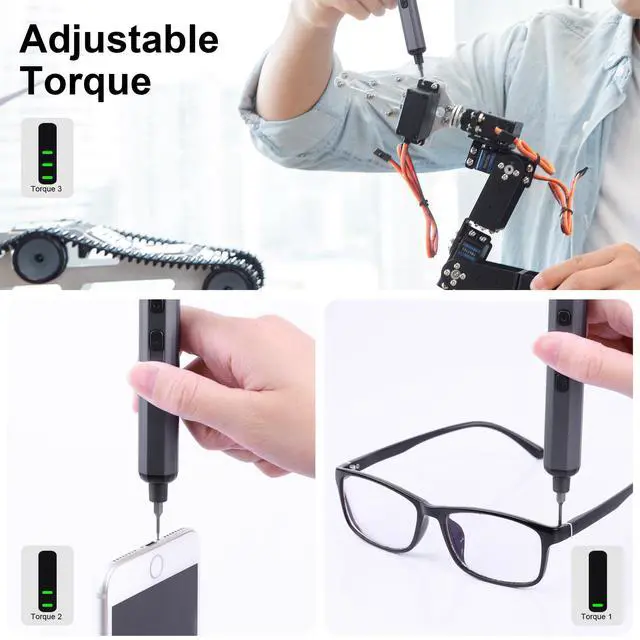 Alt view image 11 of 14 - Mini Electric Screwdriver Set, 69 in 1 Small Electric Precision Screwdriver Set - 64 S2 Magnetic Bits, 5 Torque Settings, 4 LED Lights, Mini Electric Screwdriver Repair Kit for Computer Campera Phone