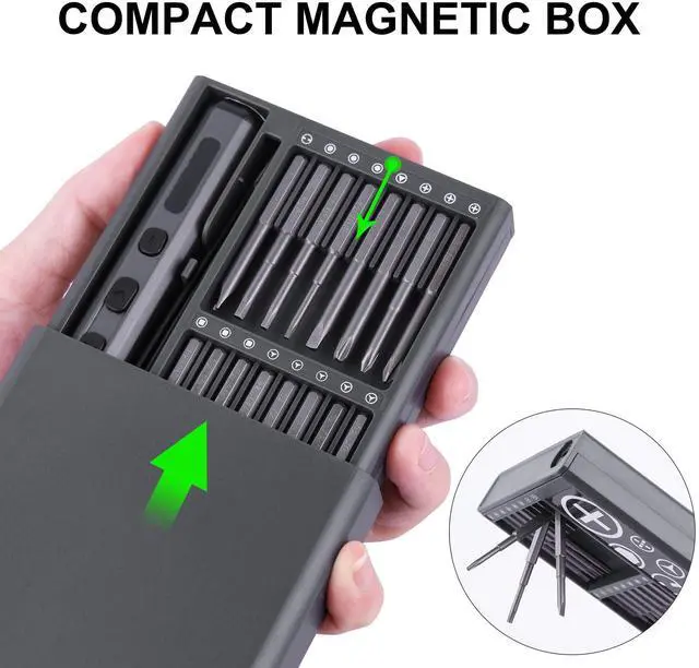 Alt view image 14 of 14 - Mini Electric Screwdriver Set, 69 in 1 Small Electric Precision Screwdriver Set - 64 S2 Magnetic Bits, 5 Torque Settings, 4 LED Lights, Mini Electric Screwdriver Repair Kit for Computer Campera Phone