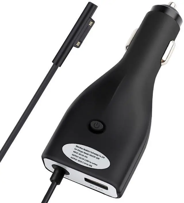 Alt view image 8 of 14 - Surface Car Charger, 42W 12V 2.58A Power Supply for Microsoft Surface Pro 3/Pro 4/Pro 5/Pro 6, Surface Book, Surface Go, Surface Laptop with 5V 2.1A USB Charging Port (5Ft Cord)