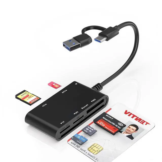 Alt view image 8 of 14 - Type C/USB SIM Card Adapter - 7 in 2 CAC Smart Card Reader Military, MS Pro Duo/SD/TF/M2/ID/IC/PIV/SIM Card Reader, Memory Stick Pro Duo Adapter SIM Card Reader for Computer,PC,Windows,Linux,MacOS