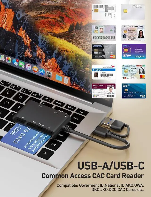 Alt view image 10 of 14 - Type C/USB SIM Card Adapter - 7 in 2 CAC Smart Card Reader Military, MS Pro Duo/SD/TF/M2/ID/IC/PIV/SIM Card Reader, Memory Stick Pro Duo Adapter SIM Card Reader for Computer,PC,Windows,Linux,MacOS