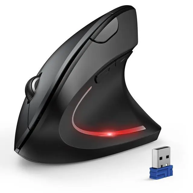 Alt view image 8 of 14 - Ergonomic Mouse, Wireless Bluetooth Vertical Mouse, 4800 DPI Optical Tracking, 6 Adjustable DPI, Quiet Clicks, 2.4GHz with USB A Receiver, 12 Months Battery, 6 Buttons, Wide Compatibility