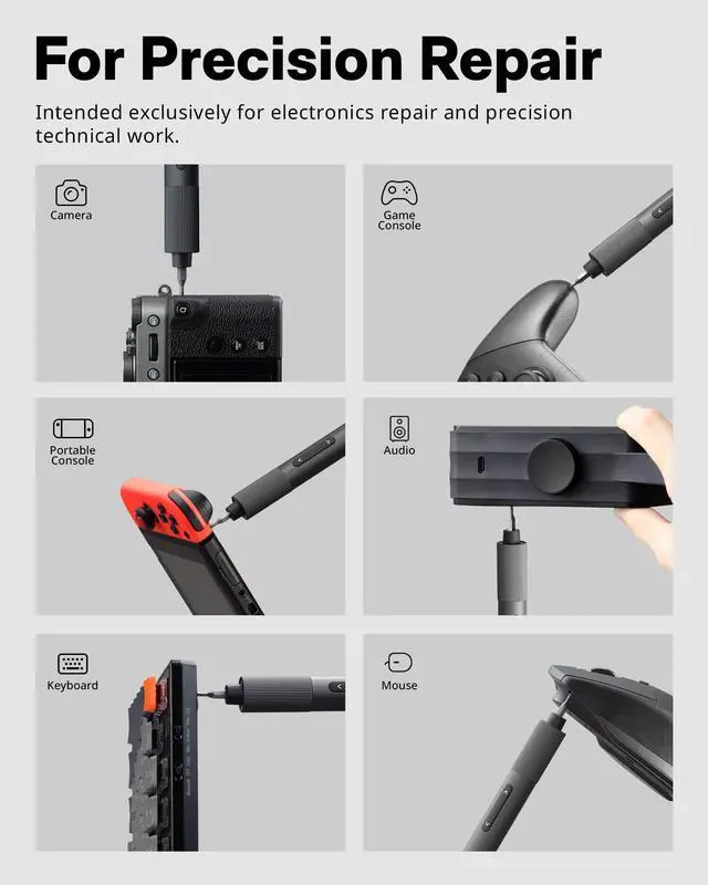 Alt view image 11 of 14 - 25-in-1 Mini Electric Screwdriver, 3.7V Precision Screwdriver Set, USB-C Rechargeable, Compact Magnetic Tool for Phone, Laptop, Camera, DIY Projects, Electronics Repair