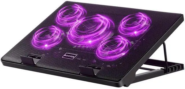 Alt view image 8 of 14 - Laptop Cooling Pad, Laptop Cooler with 5 Quiet Fans for 12"-17" Computer PC Notebook Gaming Laptop Fan, Height Adjustable Laptop Cooling Stand Laptop Accessories (Purple)