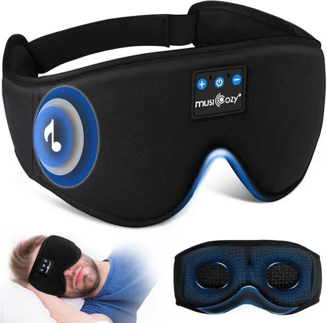 Alt view image 8 of 14 - Sleep Headphones, Bluetooth 5.4 Sleep Mask Headband Headphones Sleeping Eye Mask, Wireless Music Earbuds Earphones with HD Stereo Speakers for Side Sleepers, Cool Gadgets Unique Gift