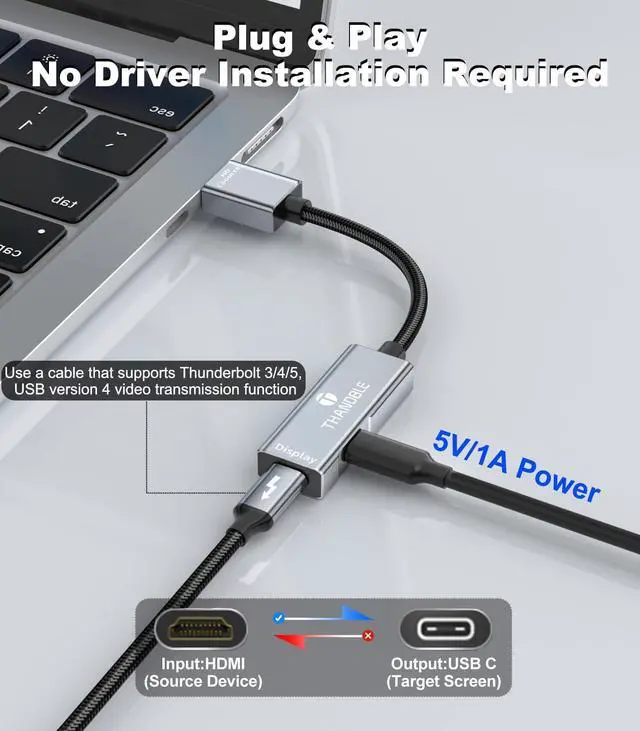 Alt view image 11 of 14 - HDMI to USB C Adapter 4K60Hz, Unidirectional HDMI Male (Source) to USB C Female (Display) for Portable Monitor, AR Glasses XREAL One/Air 2 Pro/VITURE Pro/Rokid, PS4/5, Xbox, Switch, ROG Ally