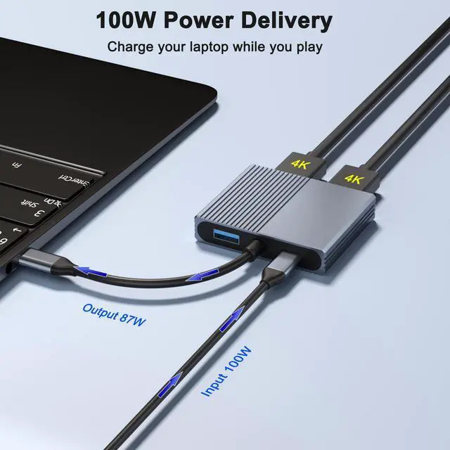 Alt view image 13 of 14 - Laptop Docking Station Dual Monitor, USB C Docking Station for Dell/HP/Lenovo/Mac, Dual HDMI Adapter for 2 Monitors, USB Type-C Hub with USB3.0/PD, USB C to Double HDMI Adapter
