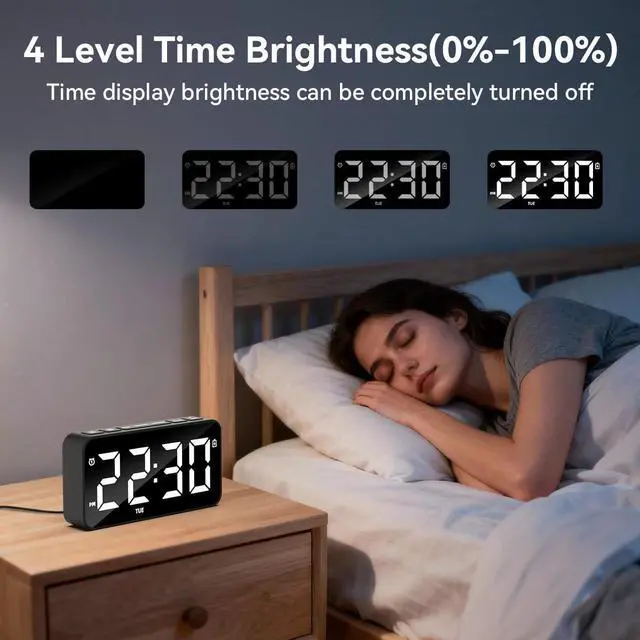 Alt view image 10 of 12 - Plug in Digital Alarm Clocks with Rechargeable Backup Battery for Bedrooms Living Room Study Loud Bedside Desk Clock with Memory Function Dual Alarm 3 Modes Weekends Weekdays Every Day for Kids Adults