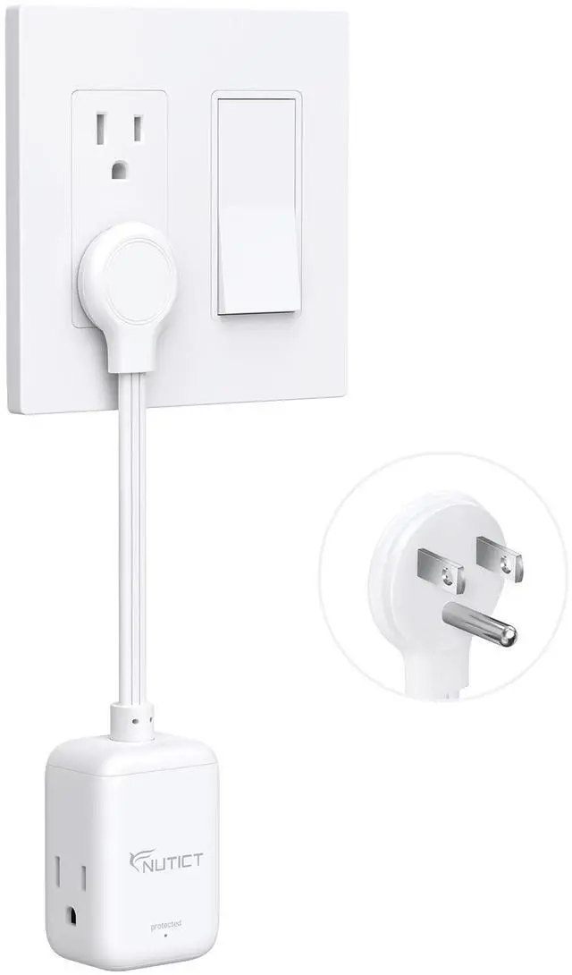 Alt view image 8 of 14 - Short Extension Cord 6 Inch, 3 Outlet Extender with 900J Surge Protector, 15A/1875W, ETL Listed, 3 Prong Grounded Plug Outlet Splitter for Travel Kitchen Bathroom Office Tight Spaces, White